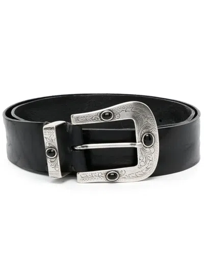P.a.r.o.s.h Engraved Leather Belt In Black