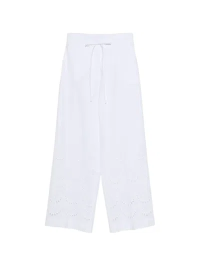 P.a.r.o.s.h Eyelet Drawstring Trousers In White