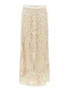 P.a.r.o.s.h Beige Long Skirt With All-over Lace Embroidery In Tech Fabric Woman