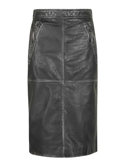 P.a.r.o.s.h . Knee-length Leather Skirt With Minimalist Design In Gray