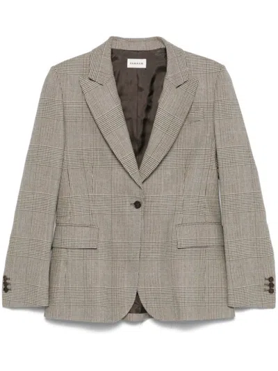 P.a.r.o.s.h Fantasia Beige Prince Of Wales Check Blazer