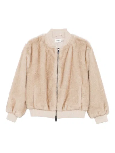 P.a.r.o.s.h Faux-fur Bomber Jacket In Neutral