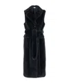 P.a.r.o.s.h Pathos Faux-fur Sleeveless Long Coat In Black