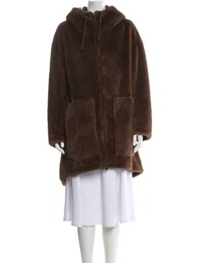 Pre-owned P.a.r.o.s.h Faux Fur Coat In Brown