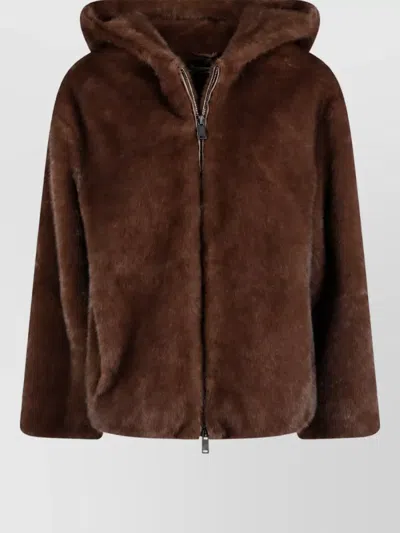 P.a.r.o.s.h Faux Fur Coat In Brown