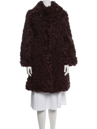 Pre-owned P.a.r.o.s.h Faux Fur Coat In Burgundy