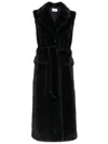 P.a.r.o.s.h Grey Sleeveless Coat With Belt In Cruelty Free Shearling Woman In Grey