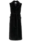 P.a.r.o.s.h Grey Sleeveless Coat With Belt In Cruelty Free Shearling Woman In Grigio Scuro