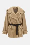 P.a.r.o.s.h P. A.r. O.s. H. Faux Fur Double-breasted Jacket In Neutral