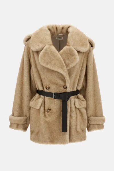 P.A.R.O.S.H FAUX-FUR DOUBLE BREASTED JACKET