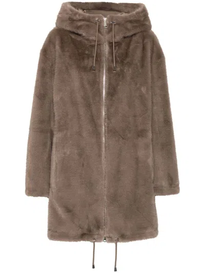 P.a.r.o.s.h Faux-fur Hooded Coat In Multicolor