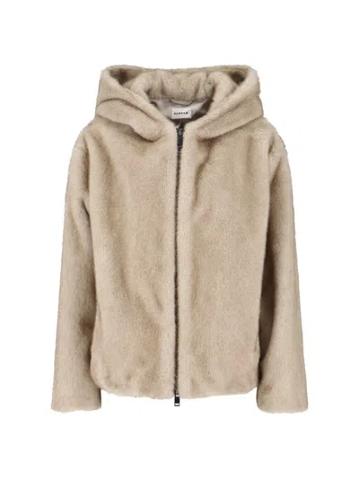 P.A.R.O.S.H FAUX FUR JACKET - BEIGE
