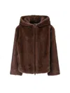 P.a.r.o.s.h Hooded Zip-front Jacket In Brown