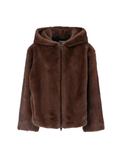 P.a.r.o.s.h Faux Fur Jacket In Brown