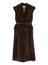 P.a.r.o.s.h Parosh Faux Fur Long Vest In Brown