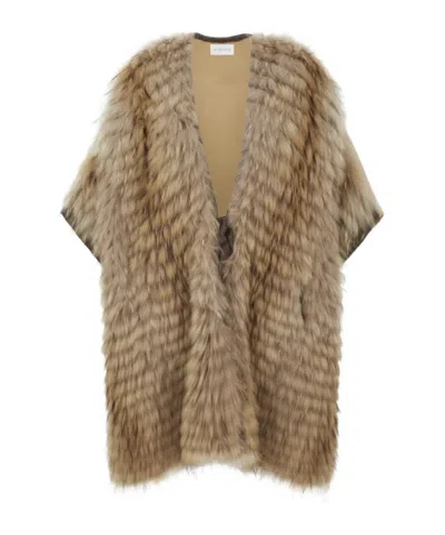 P.a.r.o.s.h Faux-fur Belted Coat In Brown