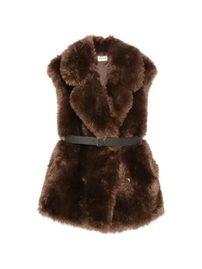 P.a.r.o.s.h Faux-fur Belted Waistcoat In Brown