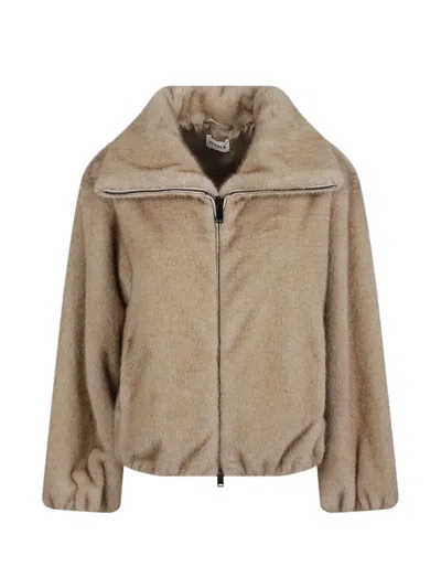 P.a.r.o.s.h Faux-fur Bomber Jacket In Brown