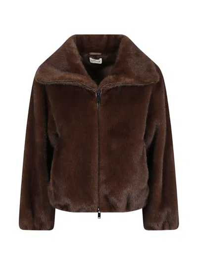 P.a.r.o.s.h Faux-fur Zip-up Jacket In Brown