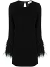 P.a.r.o.s.h Feather-trimmed Mini Dress In Nero