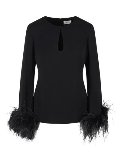 P.a.r.o.s.h Feather-embellished Blouse In Black