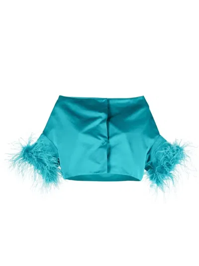 P.a.r.o.s.h Feather-trim Jacket In Blau