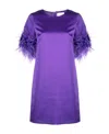 P.a.r.o.s.h Feather-trim Satin Dress In Purple