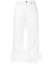 P.a.r.o.s.h Feather-trim Stretch-cotton Jeans In Denim