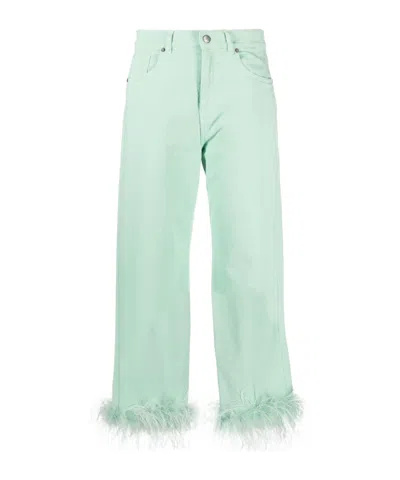 P.A.R.O.S.H FEATHER-TRIM STRETCH-COTTON JEANS