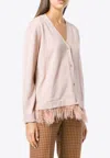 P.a.r.o.s.h Feather-trimmed Wool Cardigan In Beige