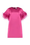 P.a.r.o.s.h Feather-trim Satin Dress In Purple