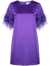 P.a.r.o.s.h Parosh Feathered Mini Dress In Purple