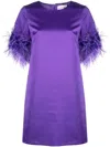 P.a.r.o.s.h Parosh Feathered Mini Dress In Purple
