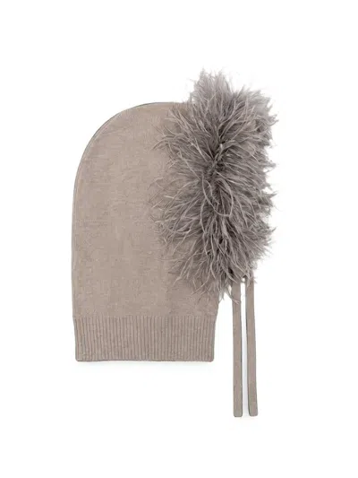 P.a.r.o.s.h Feather-trim Balaclava In Brown