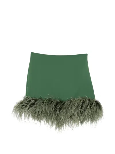 P.a.r.o.s.h Feather-trim Mini Skirt In Green