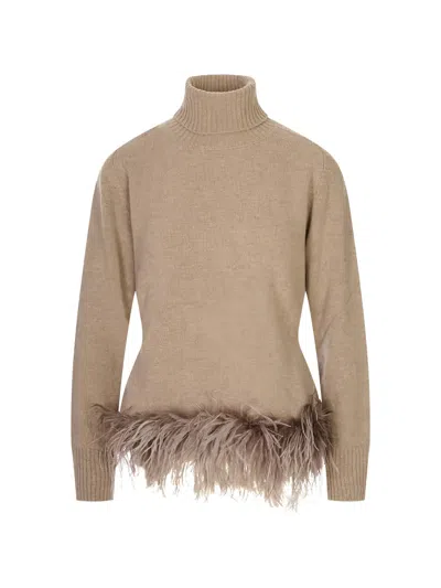 P.a.r.o.s.h Turtleneck Knit Top In Neutral