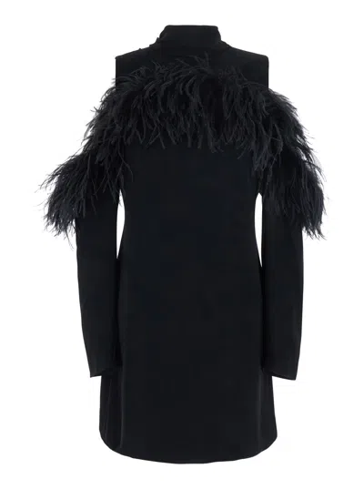 P.a.r.o.s.h . Feather-trimmed Dress In Blue