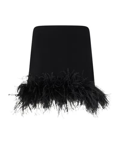 P.a.r.o.s.h Feather-trimmed Mini Skirt In Black