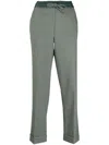 P.a.r.o.s.h Fine-check Tapered Cropped Trousers In Green