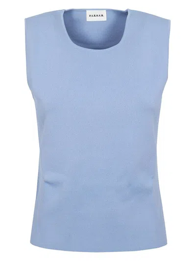 P.a.r.o.s.h . Fine Knit Sleeveless Tank Top In Blue