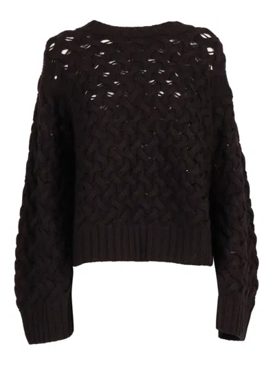 P.a.r.o.s.h Finely Knit Wool Sweater With Classic Crew Neckline In Black