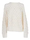 P.a.r.o.s.h Finely Knit Wool Sweater With Classic Crew Neckline In White