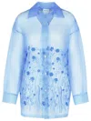 P.a.r.o.s.h Fiori Light Blue Silk Shirt In Blue
