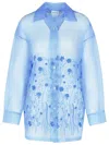 P.a.r.o.s.h Fiori Light Blue Silk Shirt In Blue