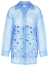 P.a.r.o.s.h Fiori Light Blue Silk Shirt In Blue
