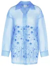 P.a.r.o.s.h Fiori Light Blue Silk Shirt