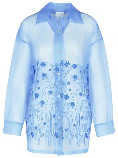 P.A.R.O.S.H P.A.R.O.S.H. 'FIORI' LIGHT BLUE SILK SHIRT