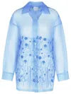 P.a.r.o.s.h Fiori Light Blue Silk Shirt In Blue