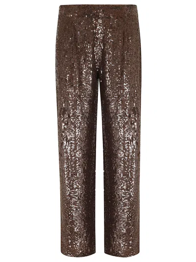 P.a.r.o.s.h Fitted Flare Trousers With Sequin Detail In Brown