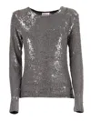 P.a.r.o.s.h Fitted High-neck Blouse In Smooth Polyamide Blend In Gray
